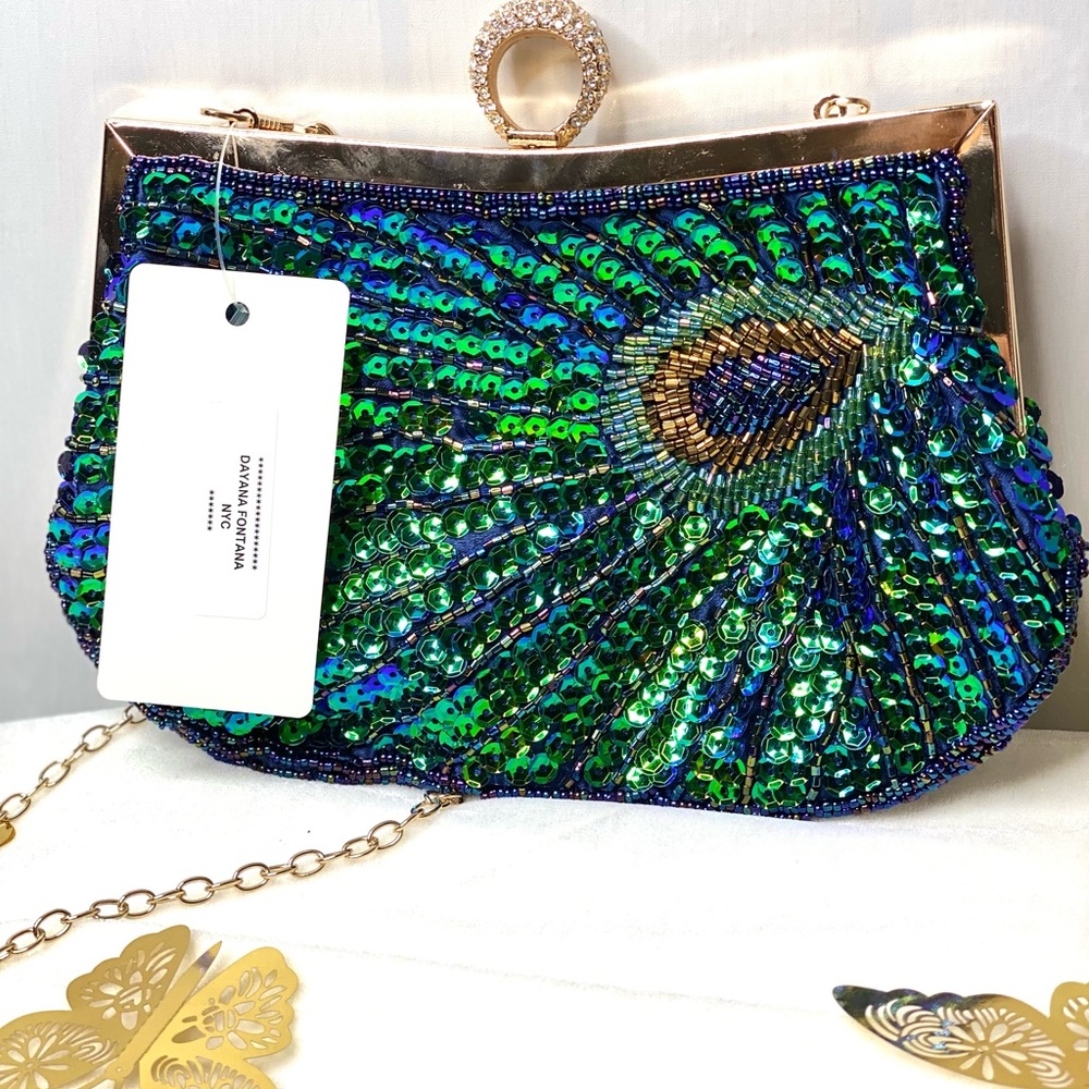 Sequin Peacocks  Clutch - Picture 2 of 6
